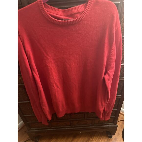 JCP JC Penneys Mens 100% Cotton Sweater Red Combed Crew Neck Long Sleeve Size XL - Picture 10 of 11